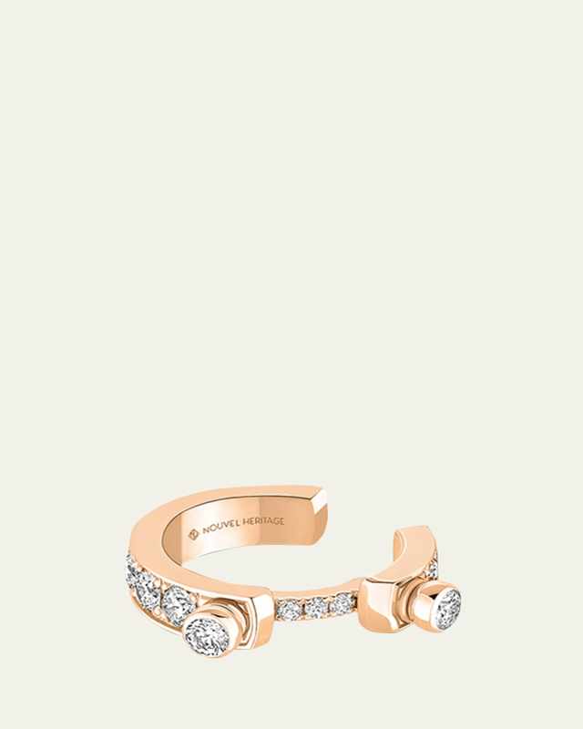 18K Eternity Tuxedo Ear Cuff, Single